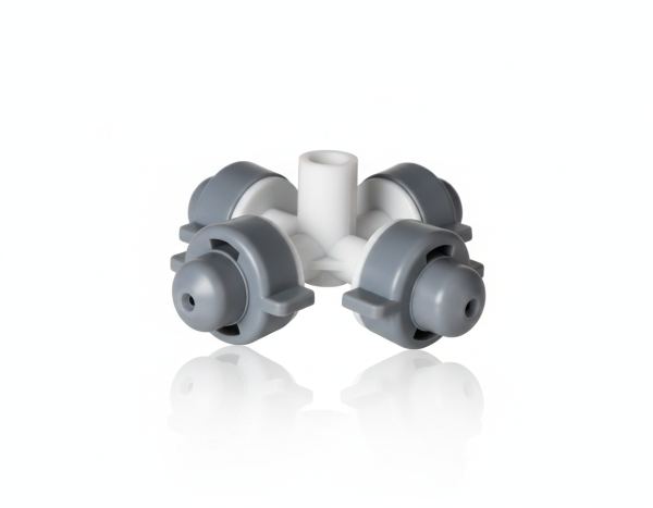 Туманоутворювач на 4 виходи Робочий тиск: 1–3 бар., Радіус розпилення: 1–1,1 м., Витрата води: 20–28 л/год.   AD 1215B