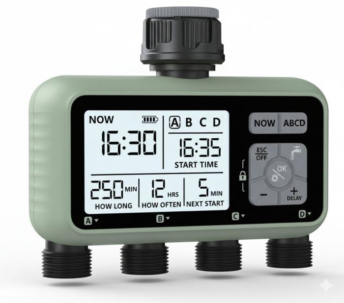 Програмований 4 - х зонний електронний таймер для поливу   HCT-379